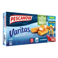 Variñas de pescada empanadas conxeladas PESCANOVA estoxo 300 g