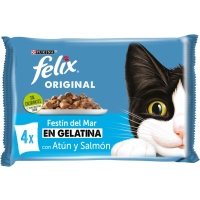 Alimento gato FELIX original selección pescados gelatina 4x85 g