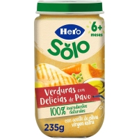 Alimento infantil HERO SOLO verdura y pavo tarrito 235 g
