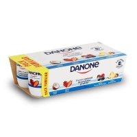 Yogur DANONE macedonia fresa coco frutas bosque pack 8x120 g
