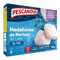 Medallones de merluza del Cabo conxelada PESCANOVA estuche 400 g pne.