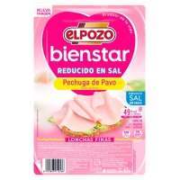 Peituga de pavo ELPOZO Bienstar reducido en sal sen graxa liscos finos 65 g