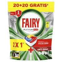 Lavavajillas máquina FAIRY Platinum Plus 20 unidades + 20 unidades gratis