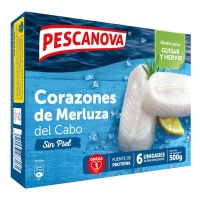 Corazones filete de merluza PESCANOVA estuche 500 g pne.