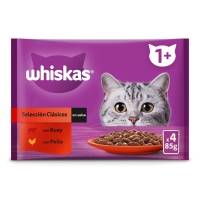 Alimento gato WHISKAS Selección clásicos salsa 4x85 g